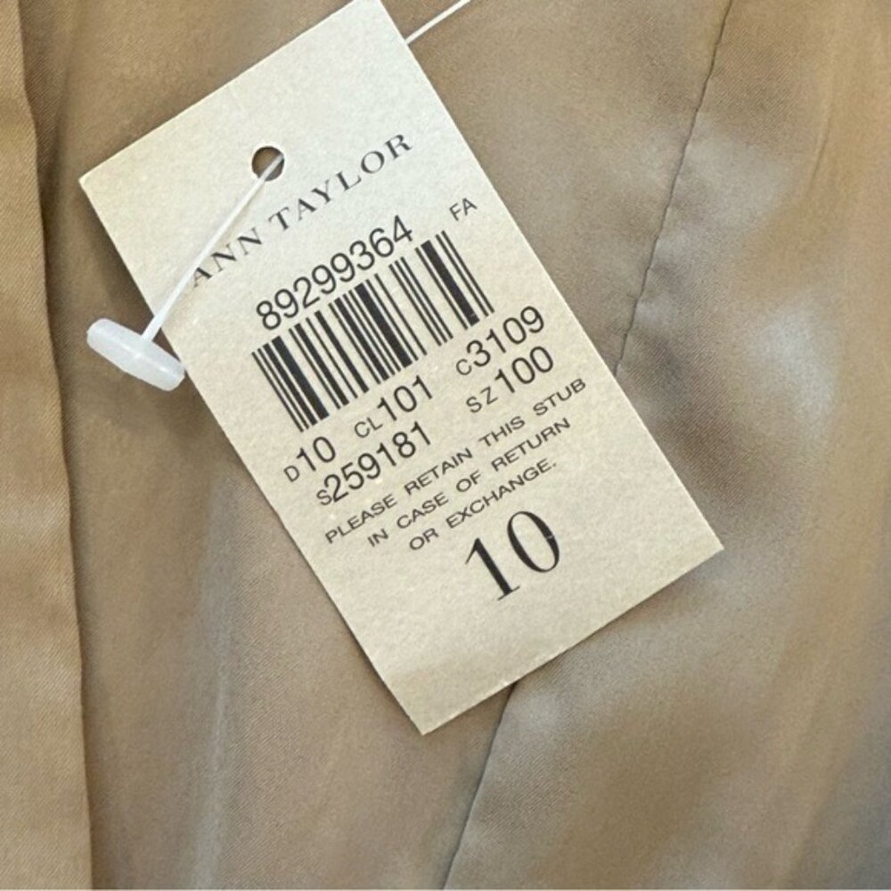Ann Taylor Sleeveless Khaki Tan Cotton Blend Dress Size 10 Belted Pockets NWT - Picture 7 of 11